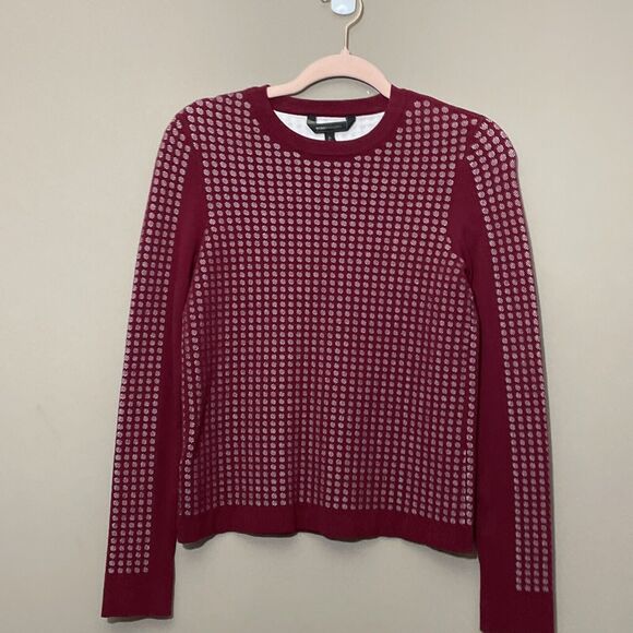 BCBGMaxAzria Valentin Red Polka Dot Scoop Neck Long Sleeve Sweater Size XXS - Picture 2 of 8